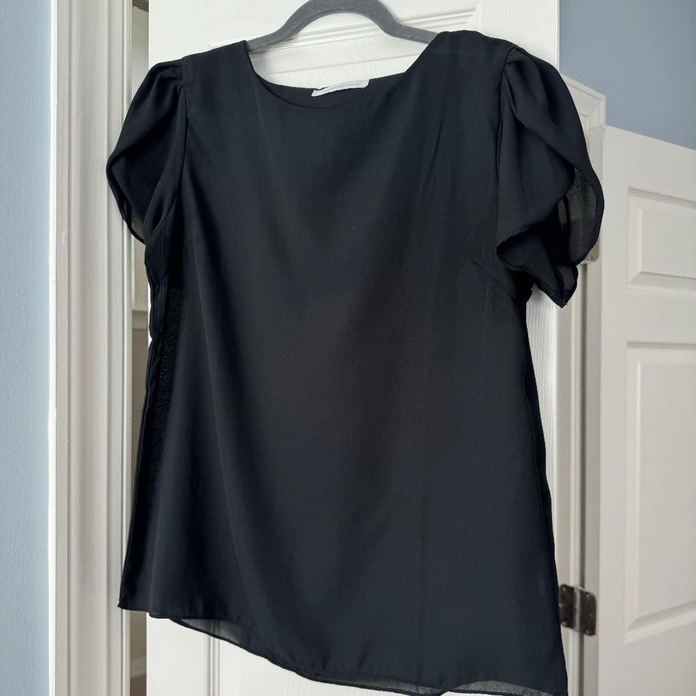 Dressy Top with Flutter Cap Sleeves